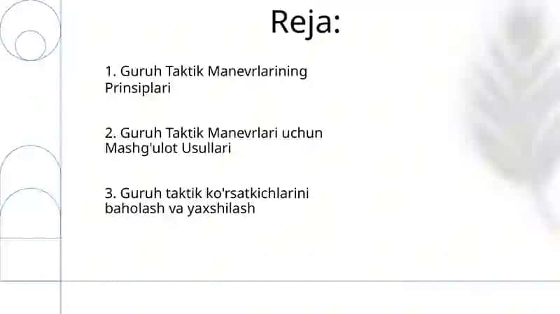 Guruhli taktik harakatlarga o‘rgatish va takomillashtirish 2