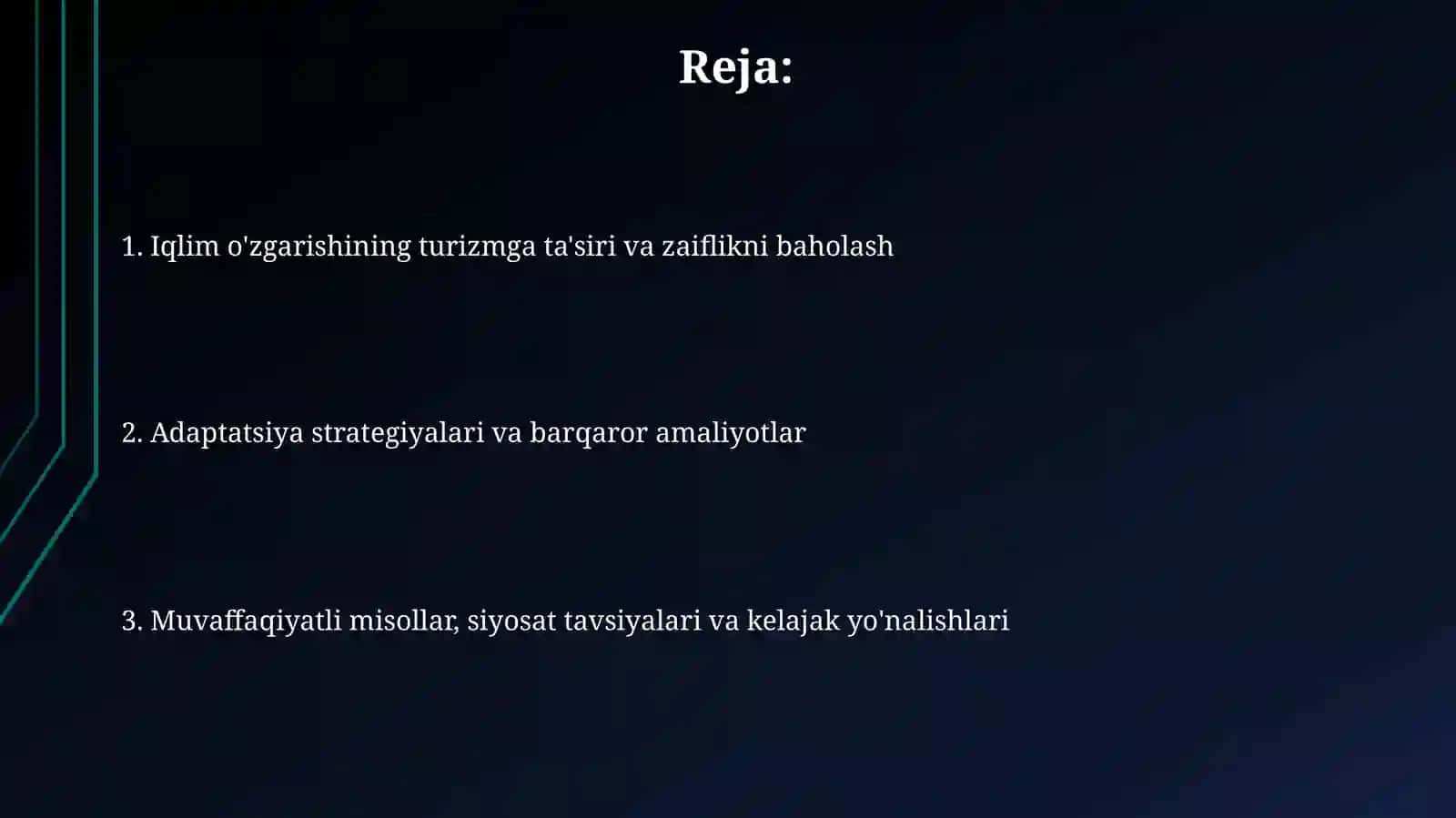 Iqlim o'zgarishlariga mos turizm strategiyalari 2