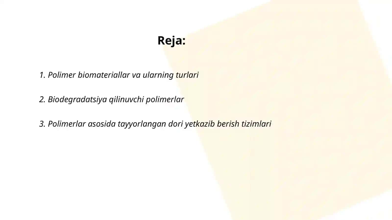 Polimer materiallarning tibbiyotda qoʻllanilishi 2