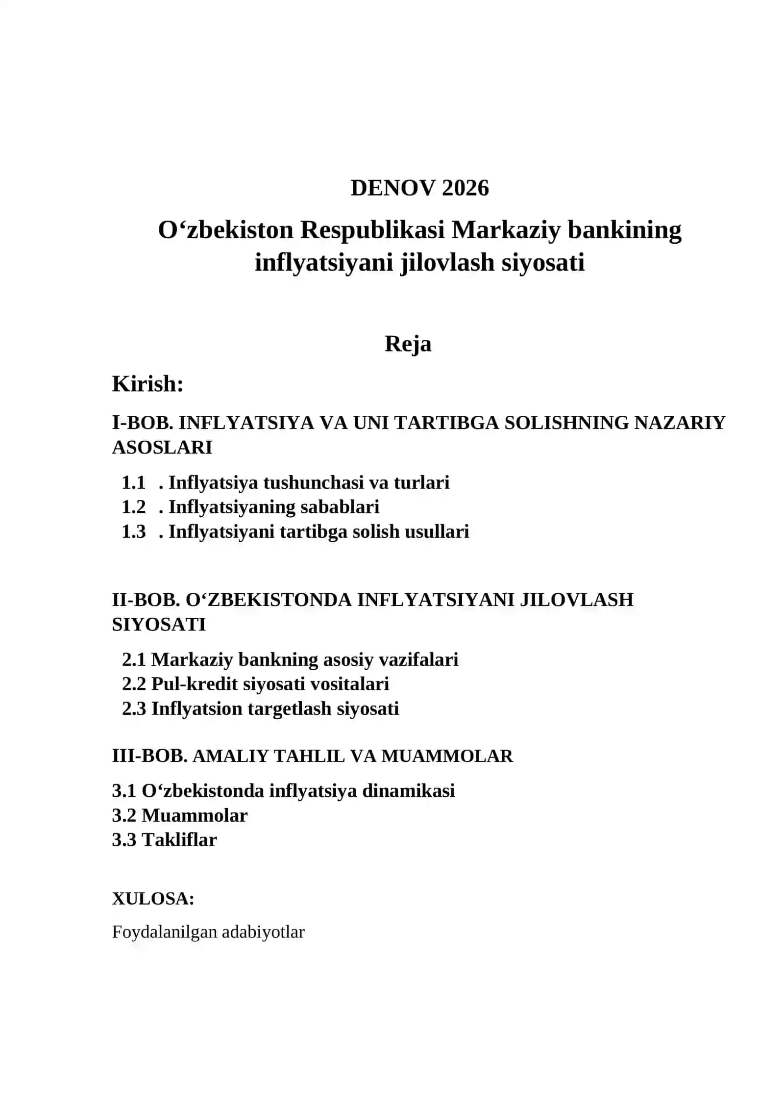 IQTISODIYOT NAZARYASI FANIDAN KURS ISHI 2