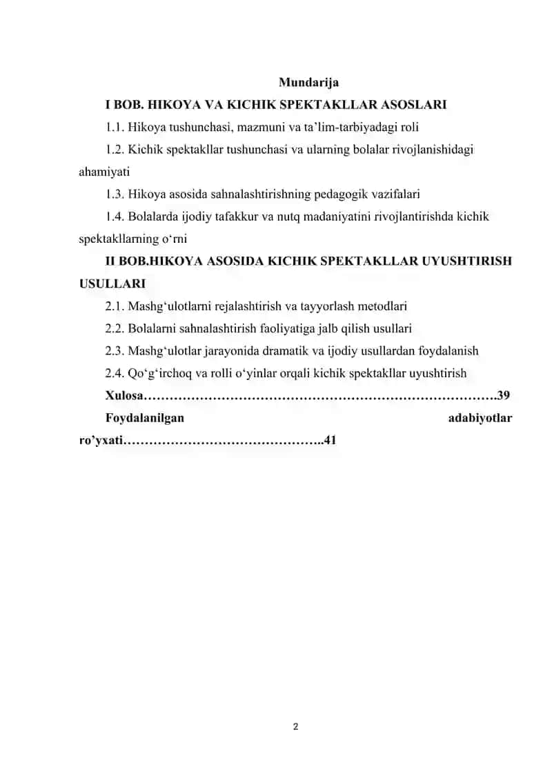 Hikoya asosida kichik spektakllar uyusgtirish usullari 2