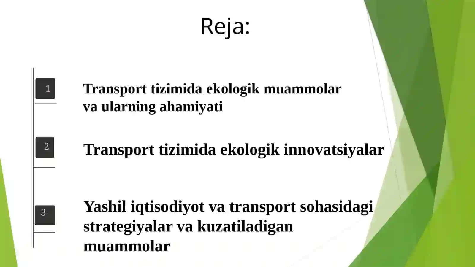 Transport tizimida ekologik innovatsiyalar va yashil iqtisodiyot 2