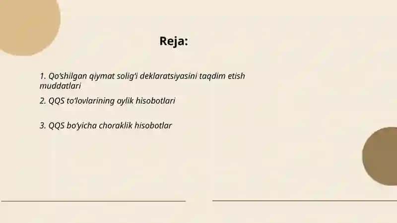 Qoʻshilgan qiymat soligʻini toʻlash va hisoblarni taqdim etish muddatlari 2