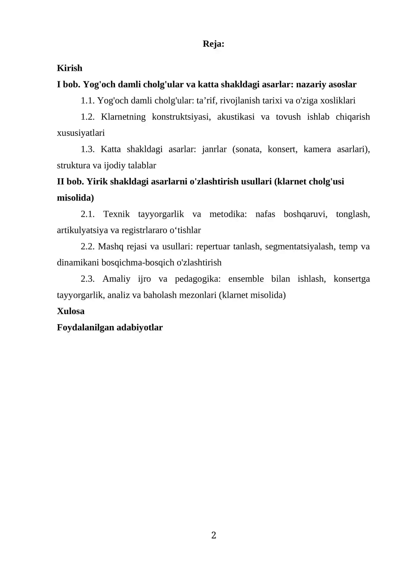 YOG’OCH DAMLI CHOLG’ULARDA YIRIK SHAKLDAGI ASARLARNI O’ZLASHTIRISH YO’LLARI.(KLARNET CHOLG’USI MISOLIDA) 2