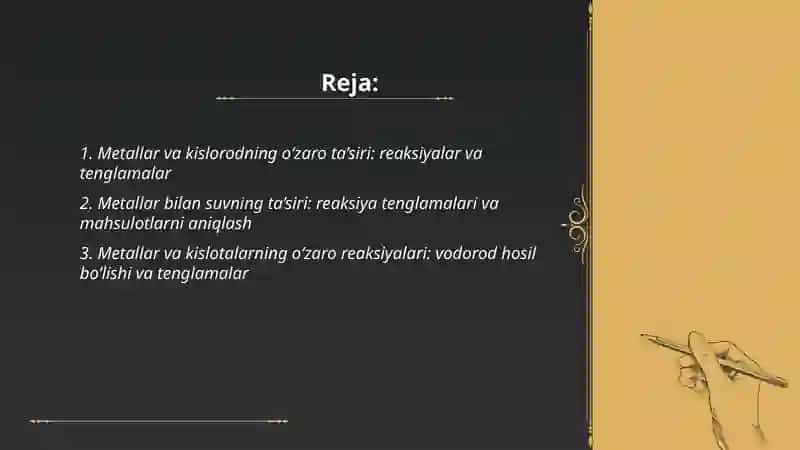 Metallarning kimyoviy ta'siri 2
