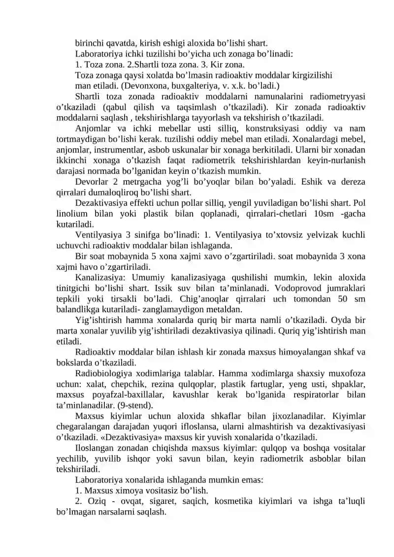 RADIOBILOGI MODDALAR BILAN ISHLAGANDA RADIOAKTIV XAVSIZLIK ASOSLARI 2