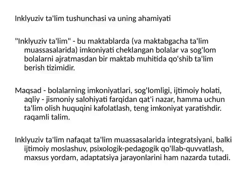 Umumiy pedagogika Inklyuziv ta’limni boshqarish huquqiy- me’yoriy asoslari 2