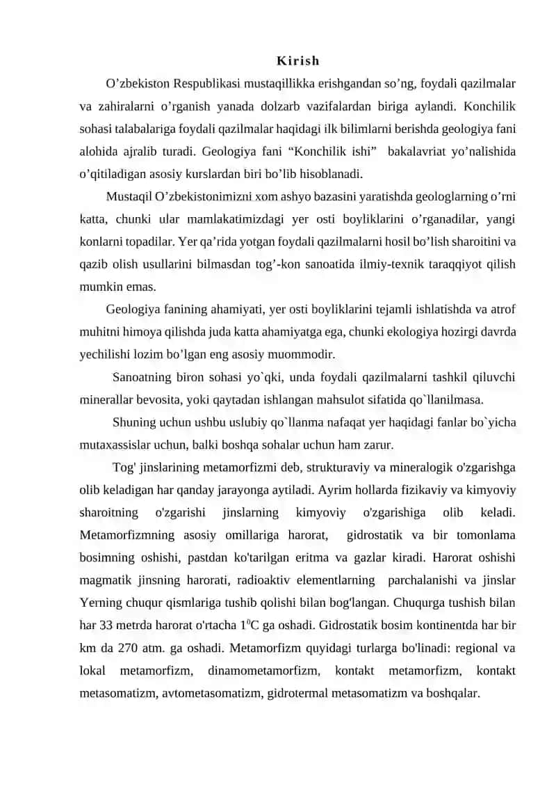 METAMORFIK TOG‘ JINSLARINING TASNIFI, METAMORFIZM TURLARI 2