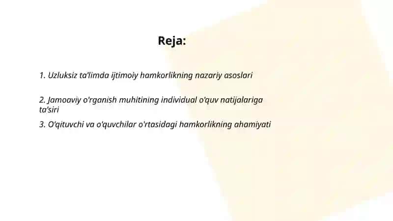 Uzluksiz taʼlimda ijtimoiy hamkorlik va jamoaviy o'rganish muhitining ahamiyati 2