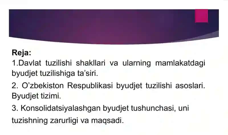 Davlat tuzilishi shakllari va ularning mamlakatdagi byudjet tuzilishiga ta’siri 2