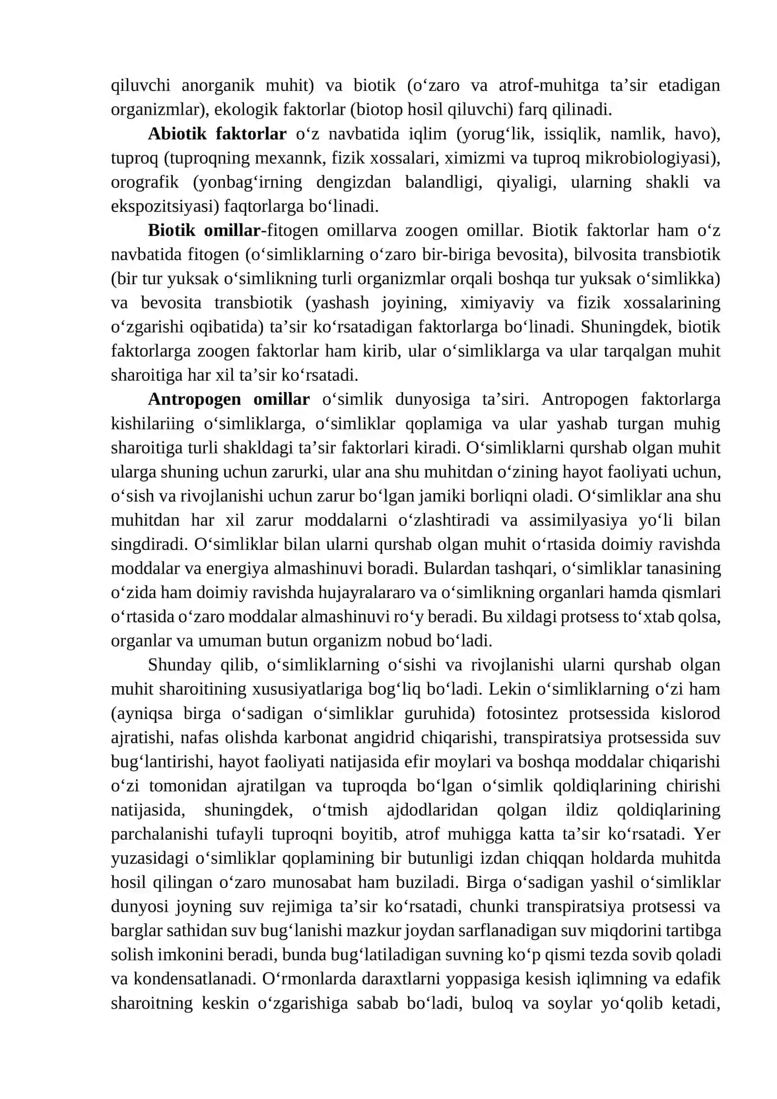 DORIVOR O‘SIMLIKLARGA ANTROPOGEN VA AGROEKOLOGIK OMILLARNING TA’SIRI 2