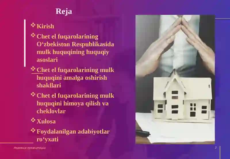 O‘zbekiston Respublikasida Fuqarolarning Mulk Huquqi 2