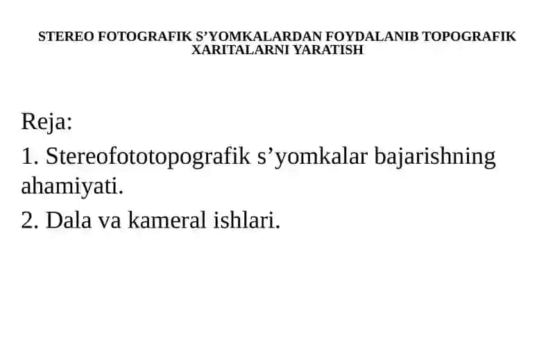 Stereofoto topografik s'yomkalar 2