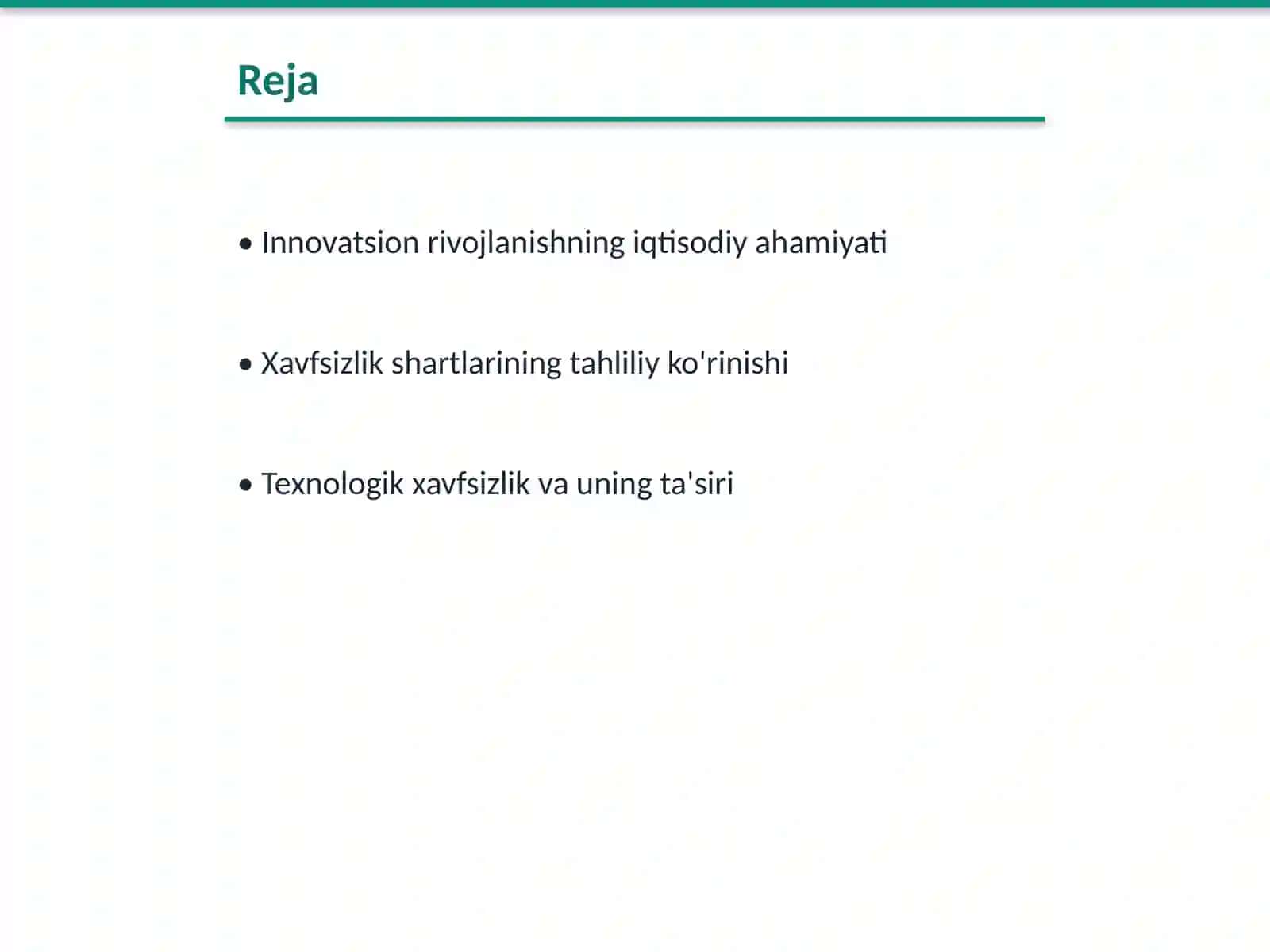 Iqtisodiyotni innovatsion rivojlanish yoʻliga oʻtshdagi xavfsizlik shartlari 2