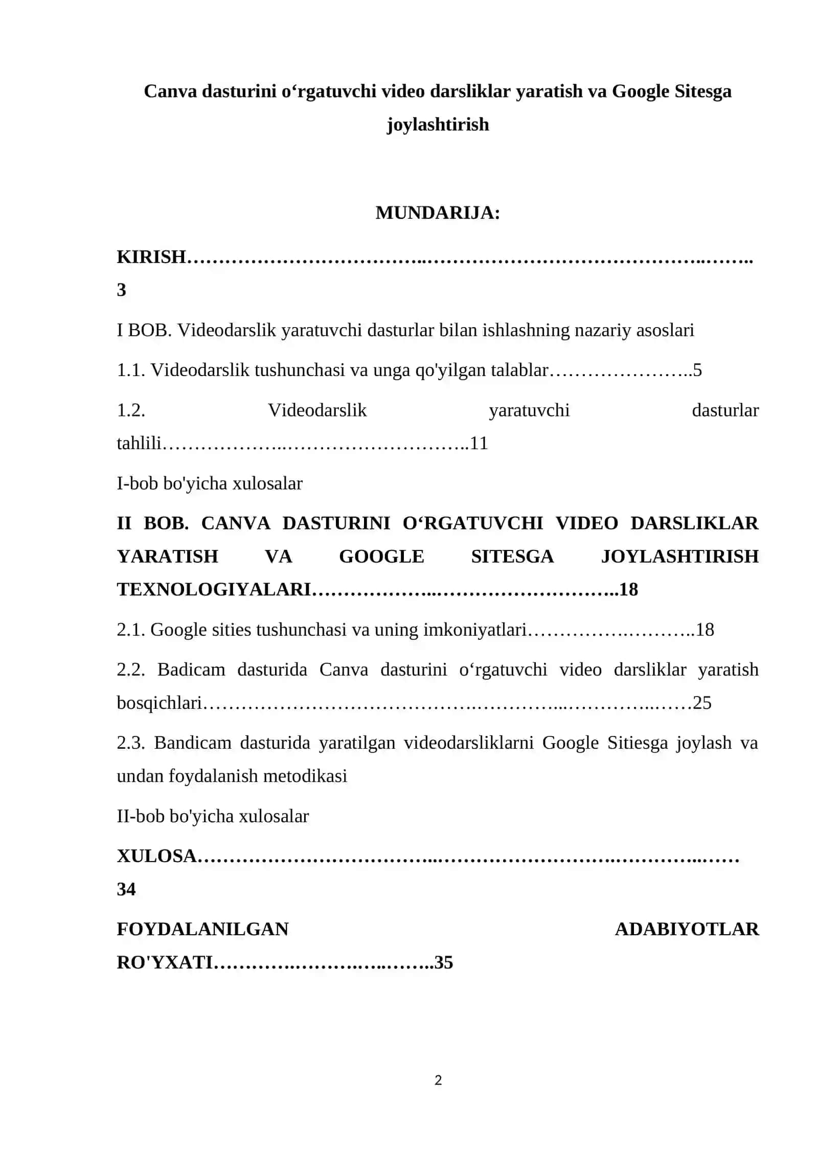 CANVA DASTURINI OʻRGATUVCHI VIDEO DARSLIKLAR YARATISH VA GOOGLE SITESGA JOYLASHTIRISH 2