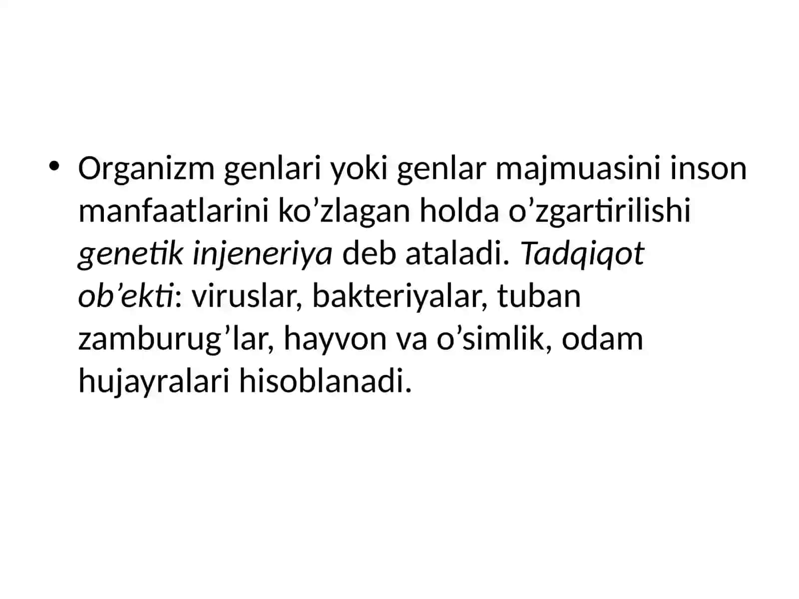 GEN MUHANDISLIGI VA BIOTEXNOLOGIYA 2