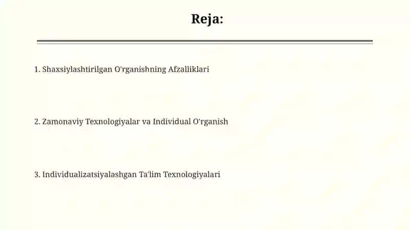 Individualizatsiyalashgan Ta'lim Texnologiyalari 2