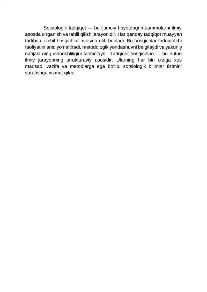 Sotsiologik tadqiqotlarning asosiy bosqichlari 2