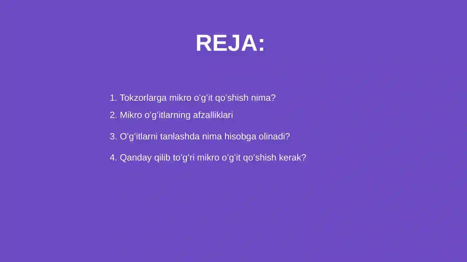 Tokzorlarga mikro oʻgʻit qoʻlash 2