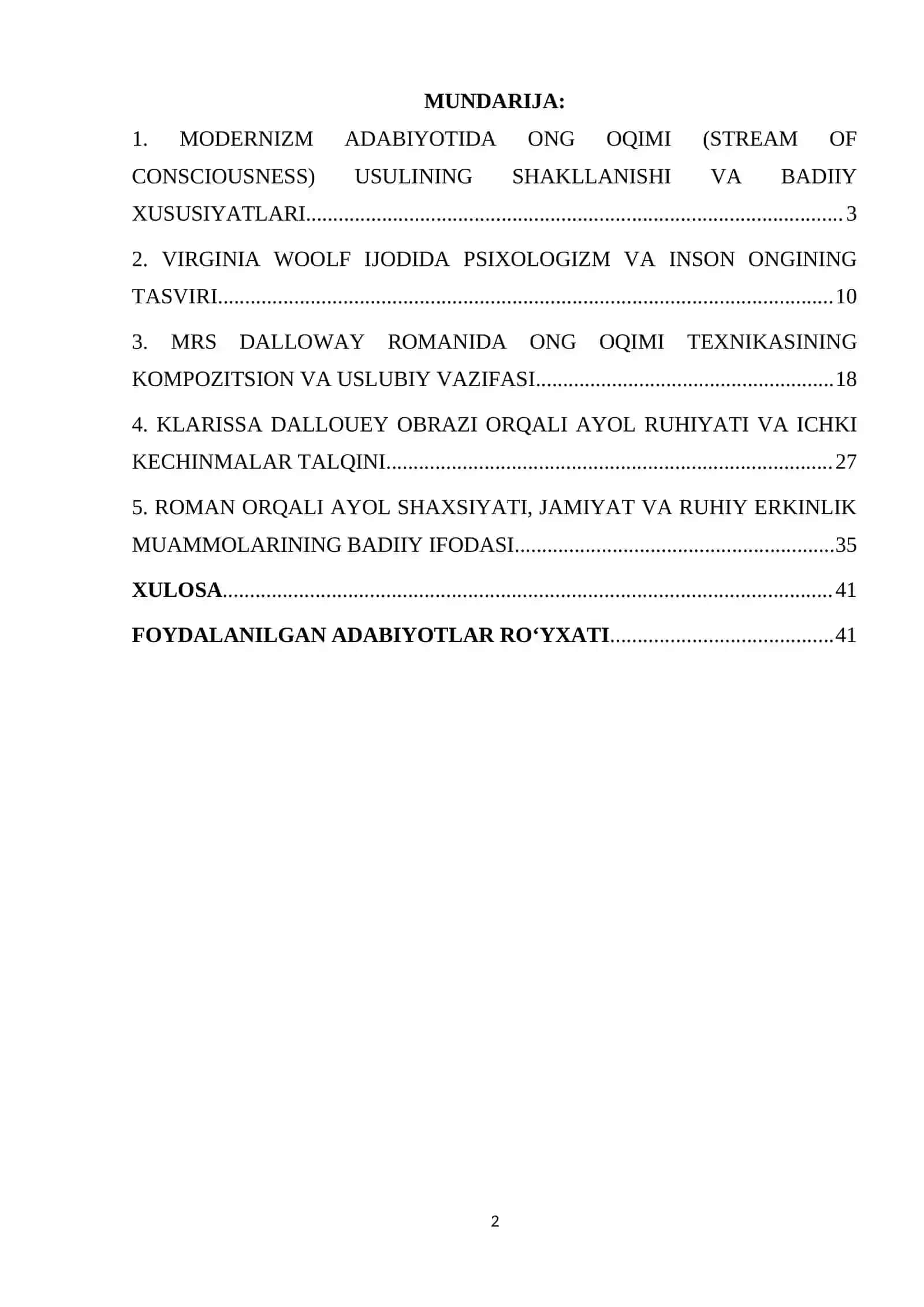 MODERNIZM ADABIYOTIDA ONG OQIMI (STREAM OF CONSCIOUSNESS) USULINING SHAKLLANISHI VA BADIIY XUSUSIYATLARI 2
