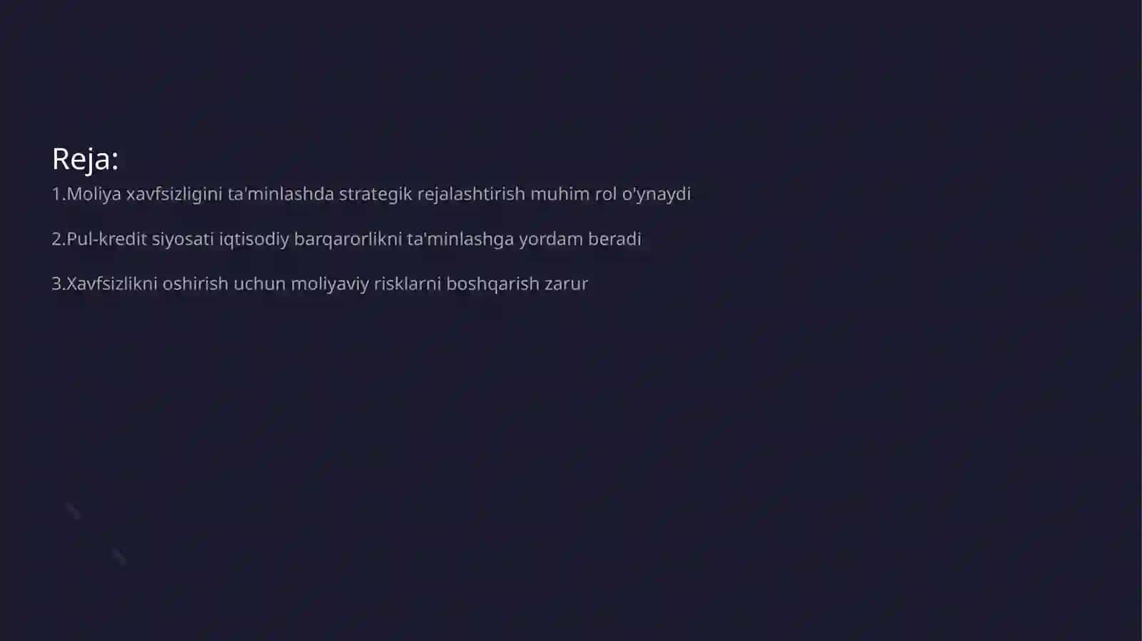 Moliya xavfsizligini ta'minlashda strategik rejalashtirish muhim rol o'ynaydi 2