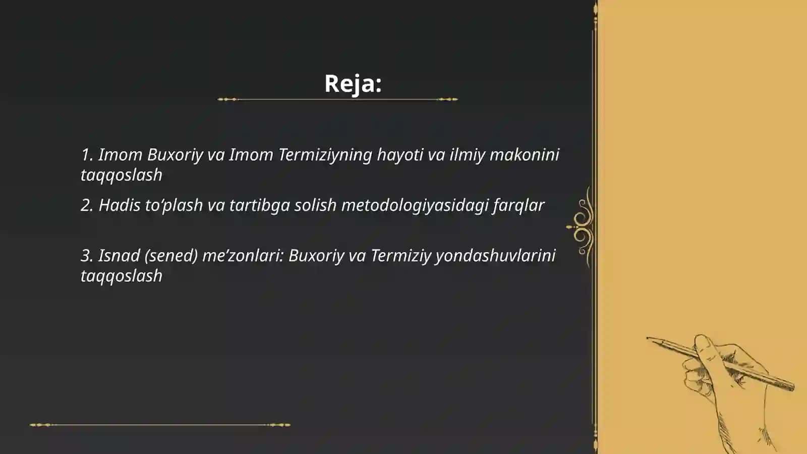 Imom Buxoriy va Imom Termiziyning hadis ilmiga qo’shgan hissalarini qiyosiy tahlili 2