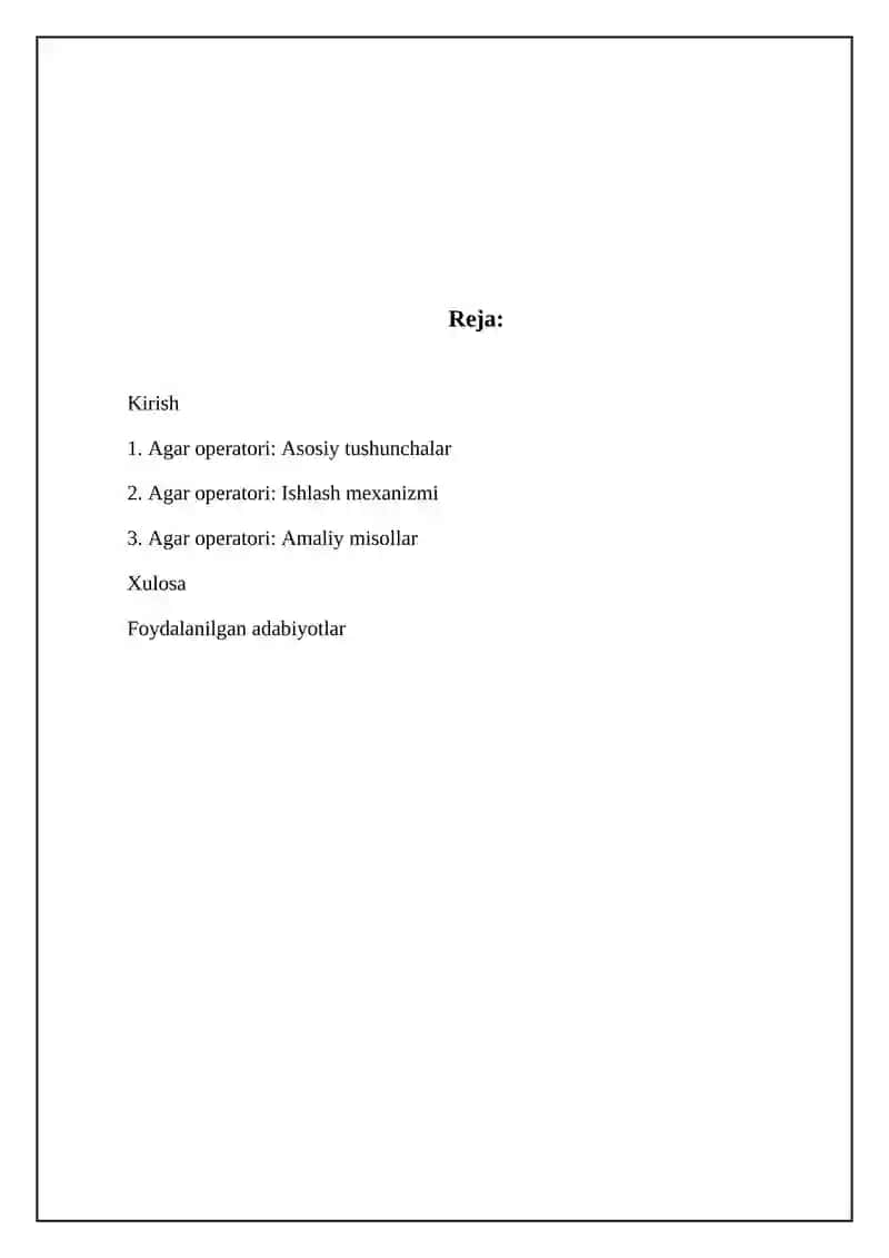 Agar operatorlari 2