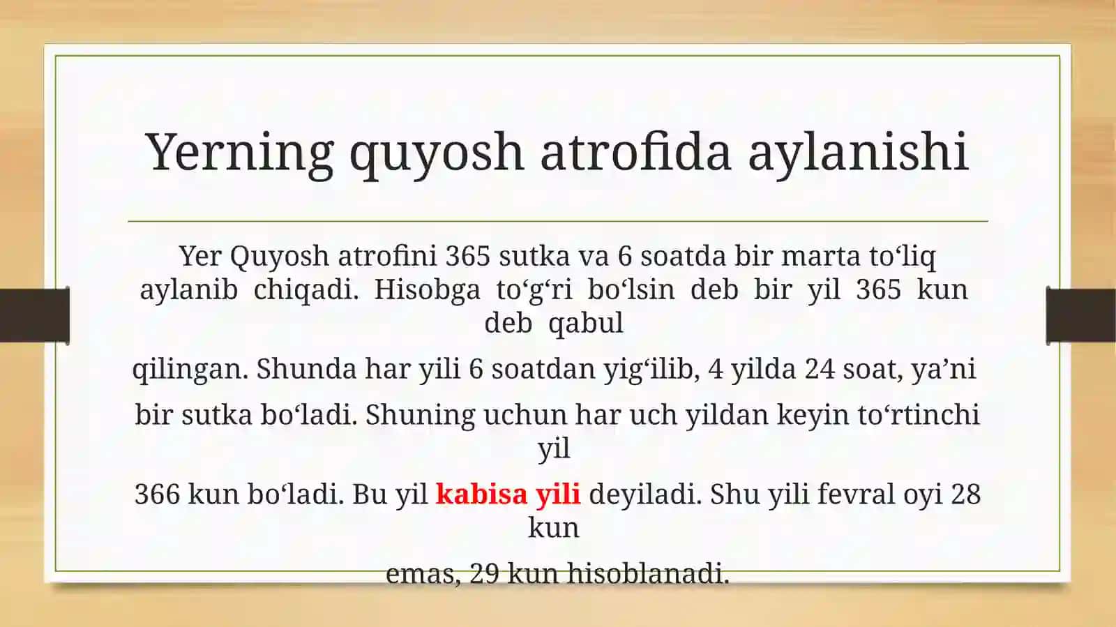 Yerning quyosh atrofida aylanishi 2