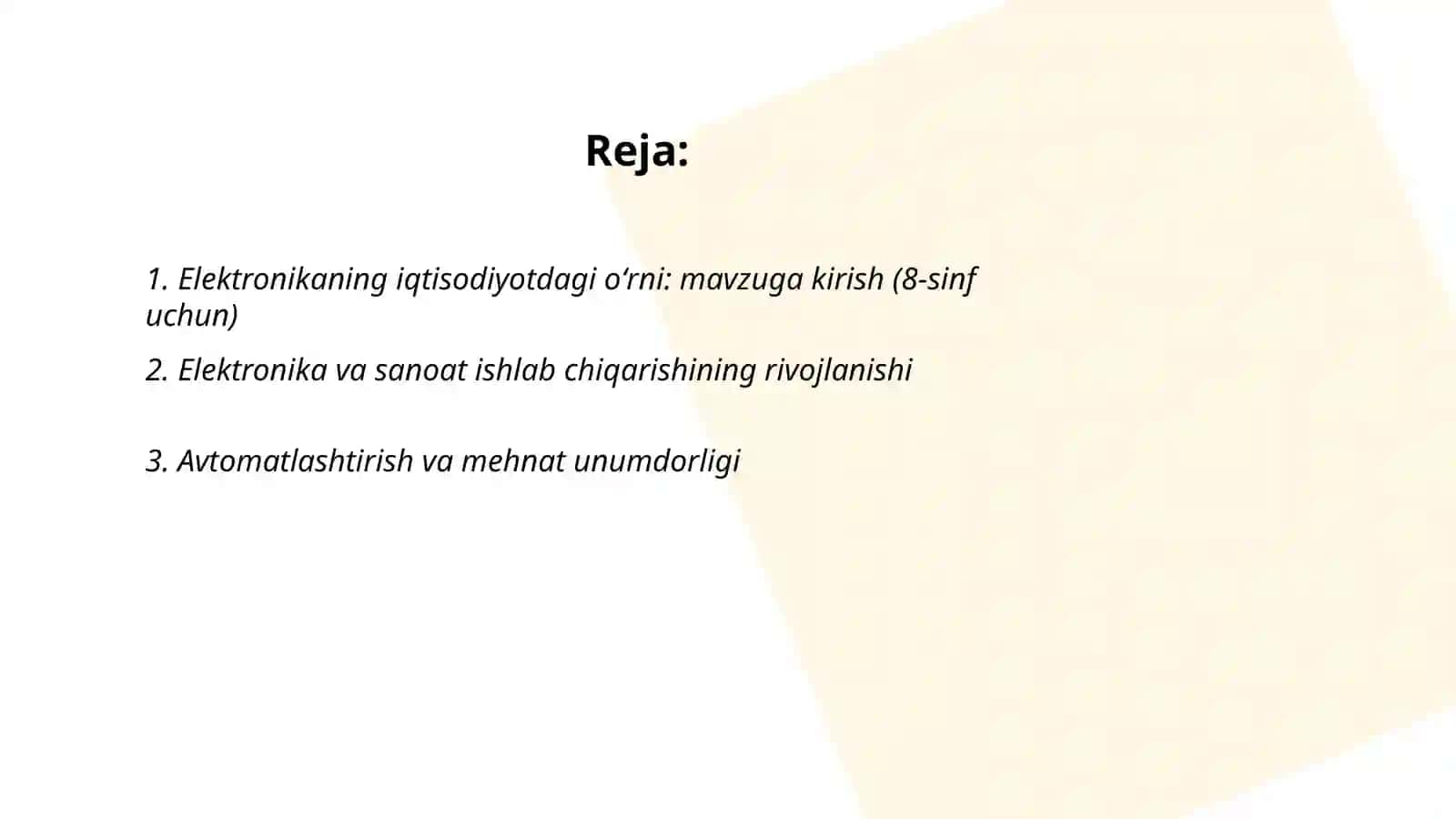 Elektronikaning iqtisodiyotdagi oʻrni 2
