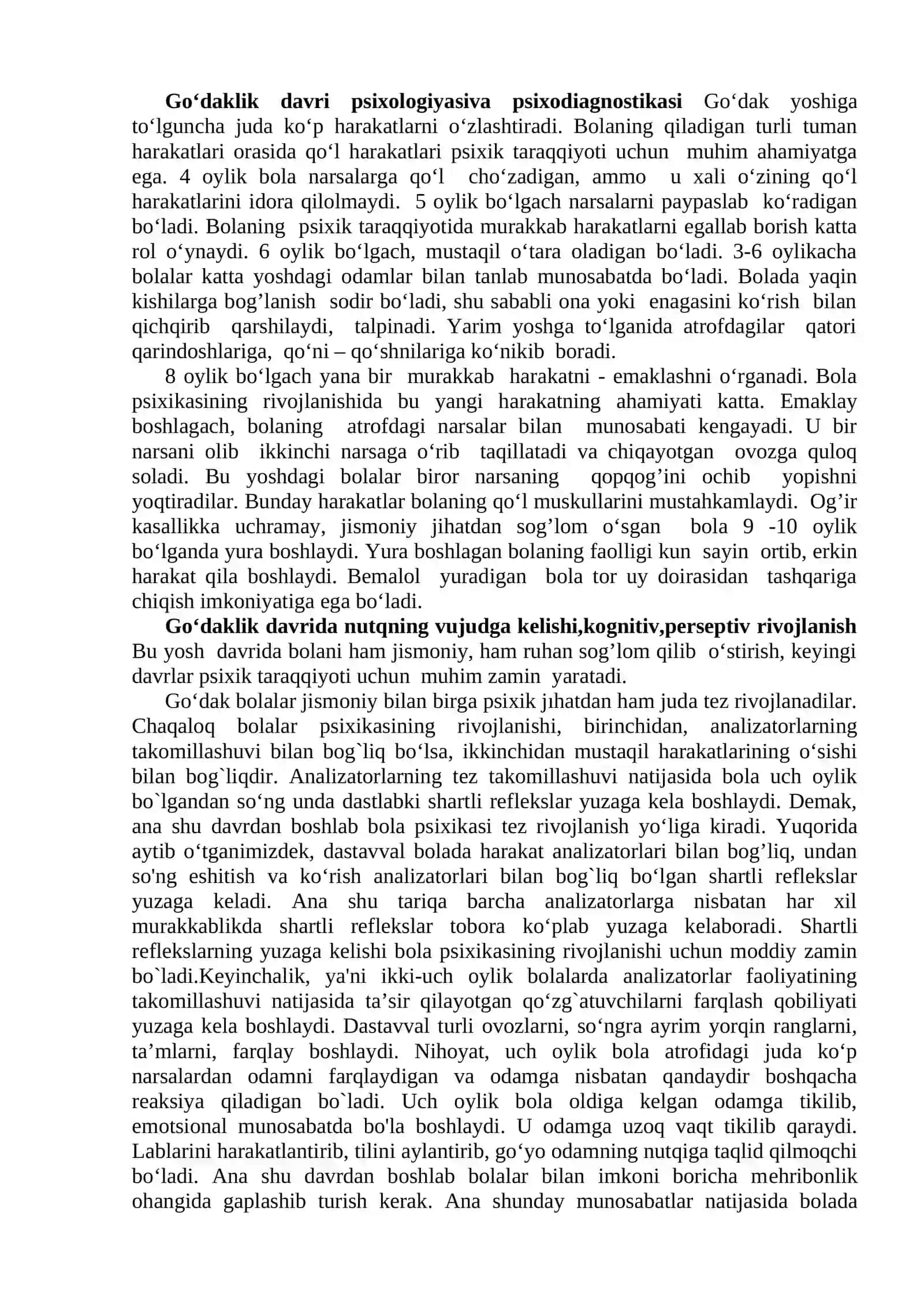 GO’DAKLIK DAVRI PSIXOLOGIYASI VA PSIXODIAGNOSTIKASI 2
