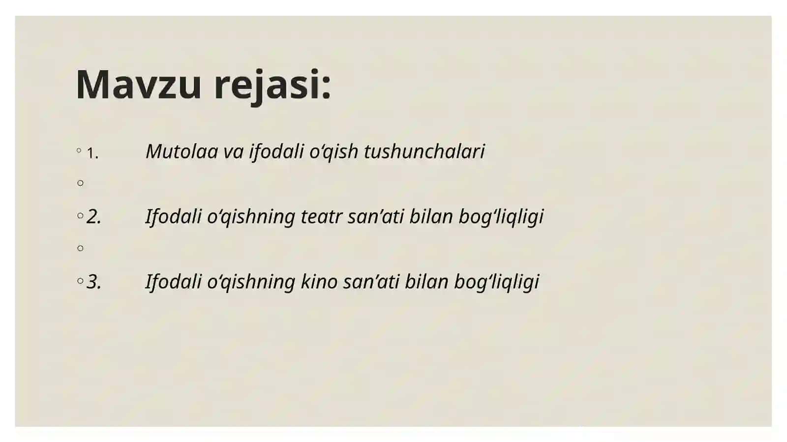 Mutolaa va ifodali o‘qish san’atining teatr va kino san’ati bilan bog‘liqligi 2
