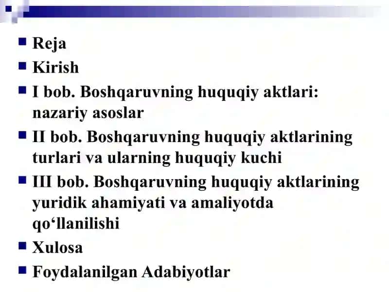 Boshqaruvning Huquqiy Aktlari Tushunchasi va Yuridik Ahamiyati 2