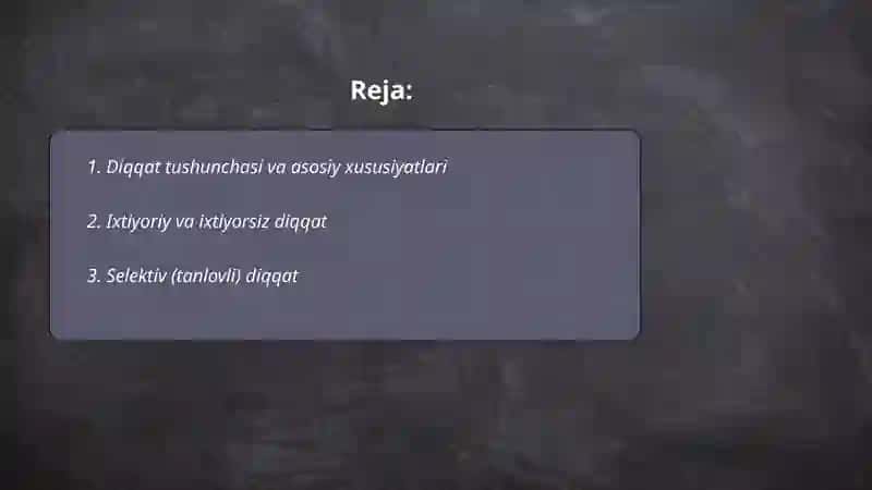 Diqqat turlari va xususiyatlari 2