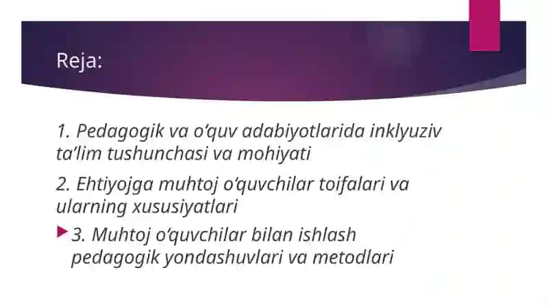 Pedagogik va oʻquv adabiyotlari vositalarida inklyuziv taʼlimga muhtoj bolalar bilan ishlash asoslar 2