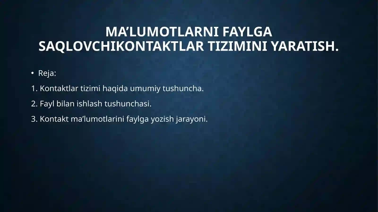 Kontaktlar tizimi 2