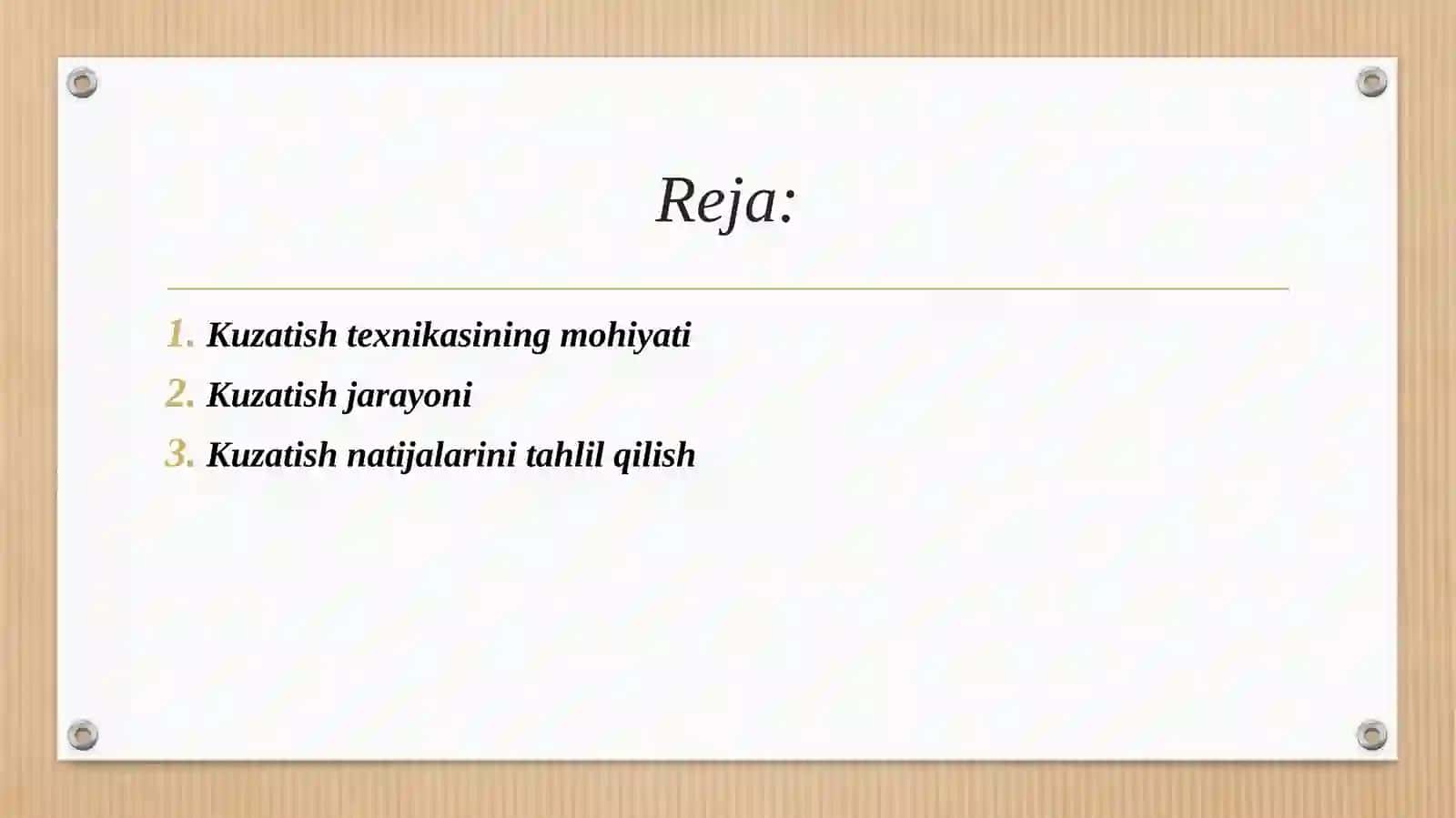 O‘quv jarayonini kuzatish va tahlil qilish texnikasi 2