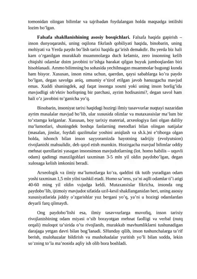 Falsafa fanining predmeti, mazmuni va ilm-fan, madaniyat taraqqiyotidagi o'rni 2