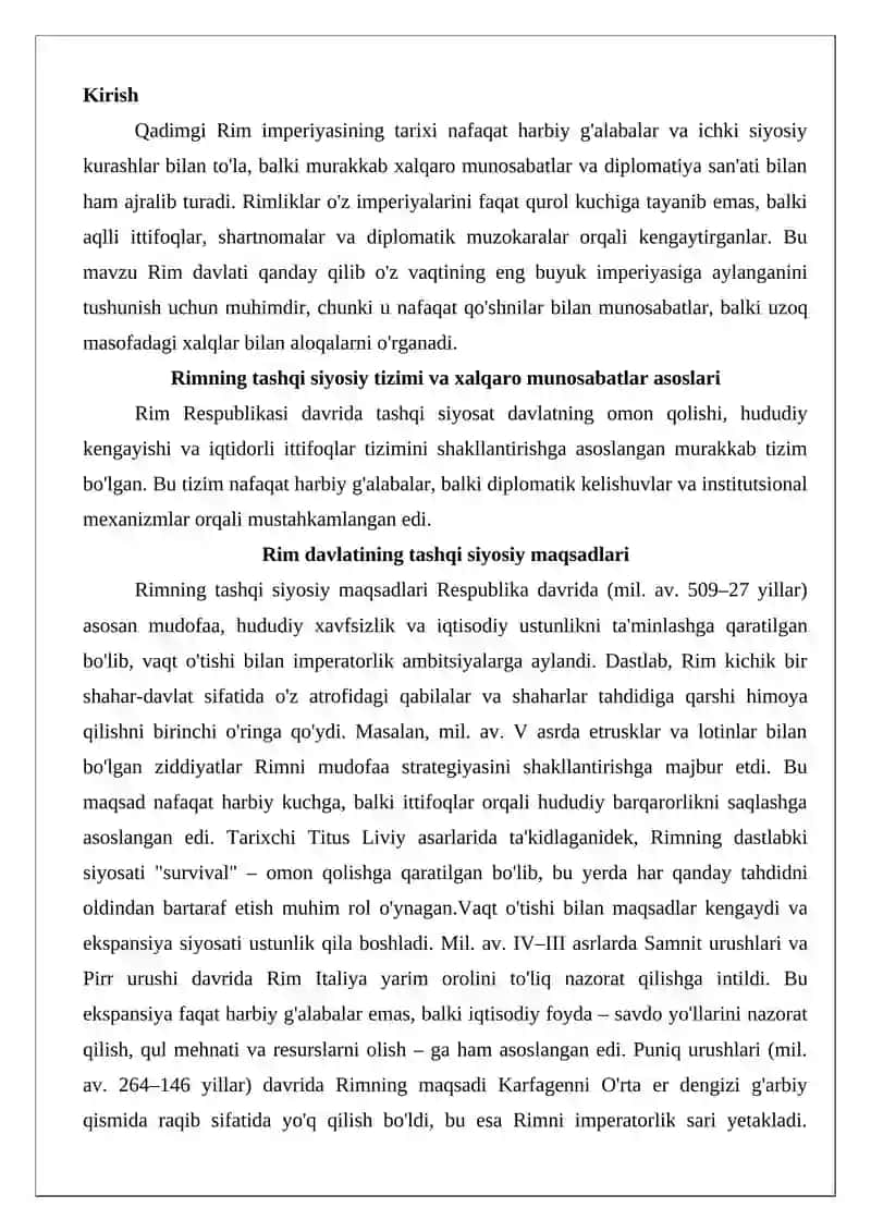 Qadimgi Rimda xalqaro munosabatlar va diplomatiya 2