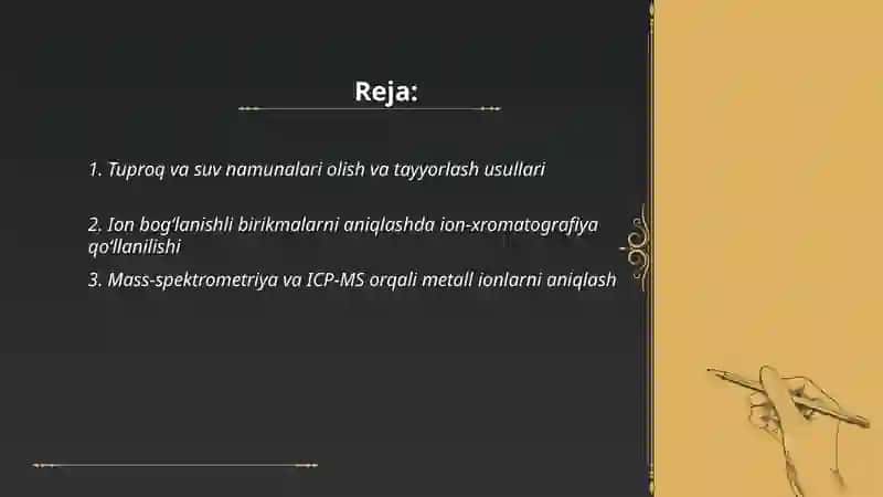 Tuproq va suv namunalari olish va tayyorlash usullari 2