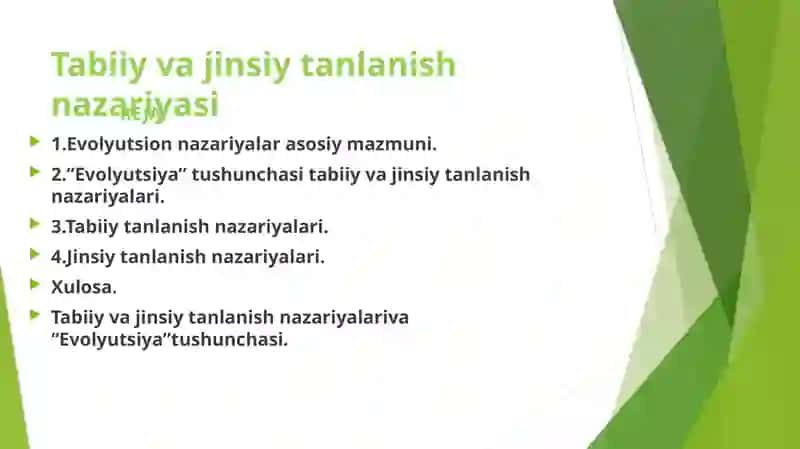 Tabiiy va jinsiy tanlanish nazariyasi 2
