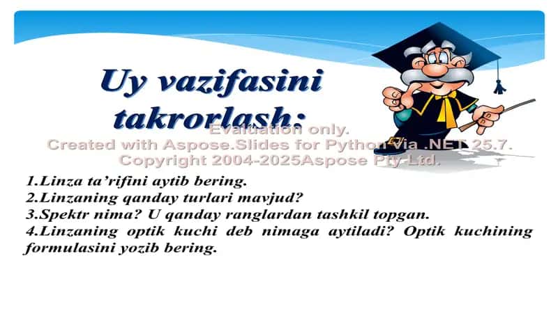 Sidrayo viloyati xalq ta’lim boshqarmasi tasarrufidagi Mirzaobod tuman Ingliz tiliga ixtisoslashtirilgan davlat umumta’lim maktab-internati Fizika va Astranomiya fani o‘qituvchisi 2