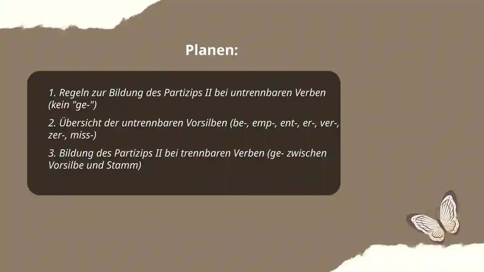 Perfekt nicht. Trennbare verben 2