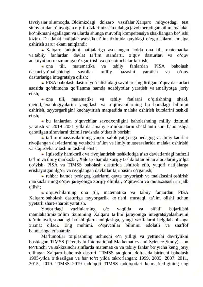 TIMSS Xalqaro Baholash Dasturi 2