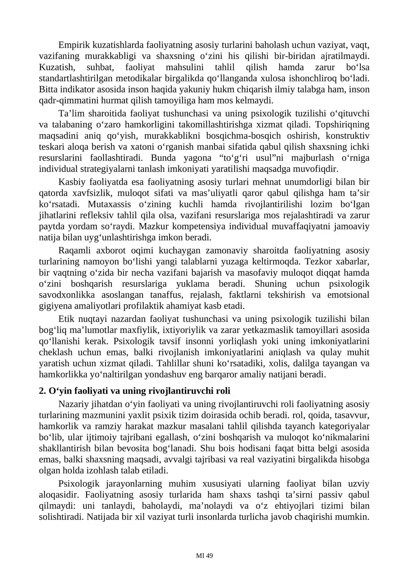 Faoliyatning asosiy turlari 2