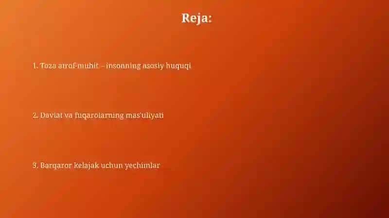 Toza atrof-muhit–insoning asosiy huquqiy sifatida:sifatida:davlat va fuqarolar mas'uliyati 2