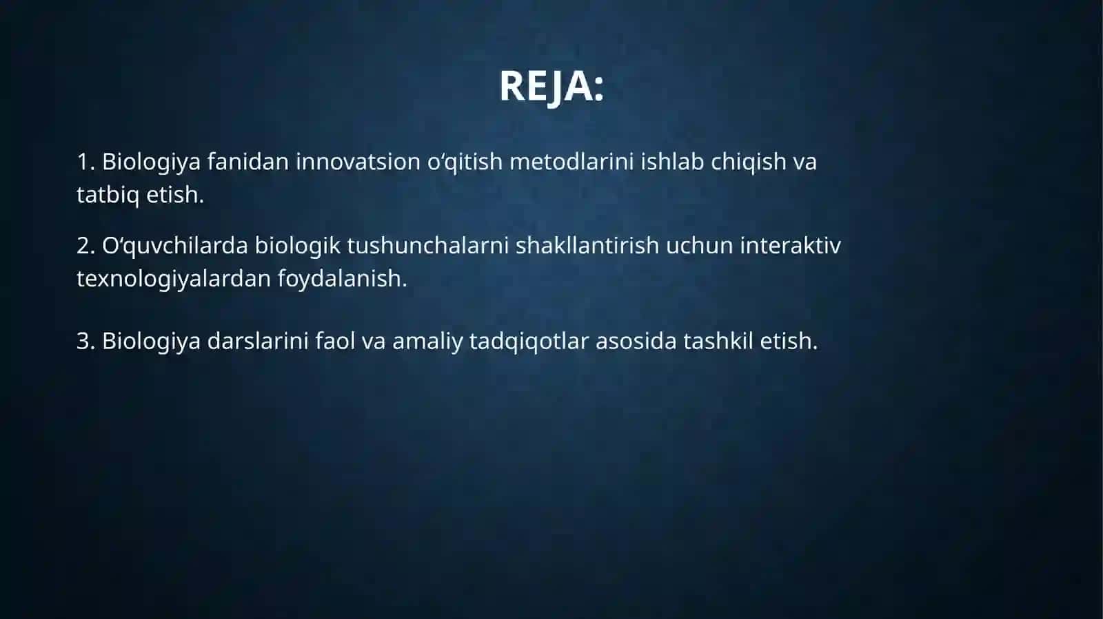 Biologiyadan mashg'ulotlarni rivojlantiruvchi talim texnologiyasi asosida loyihalashtirish 2