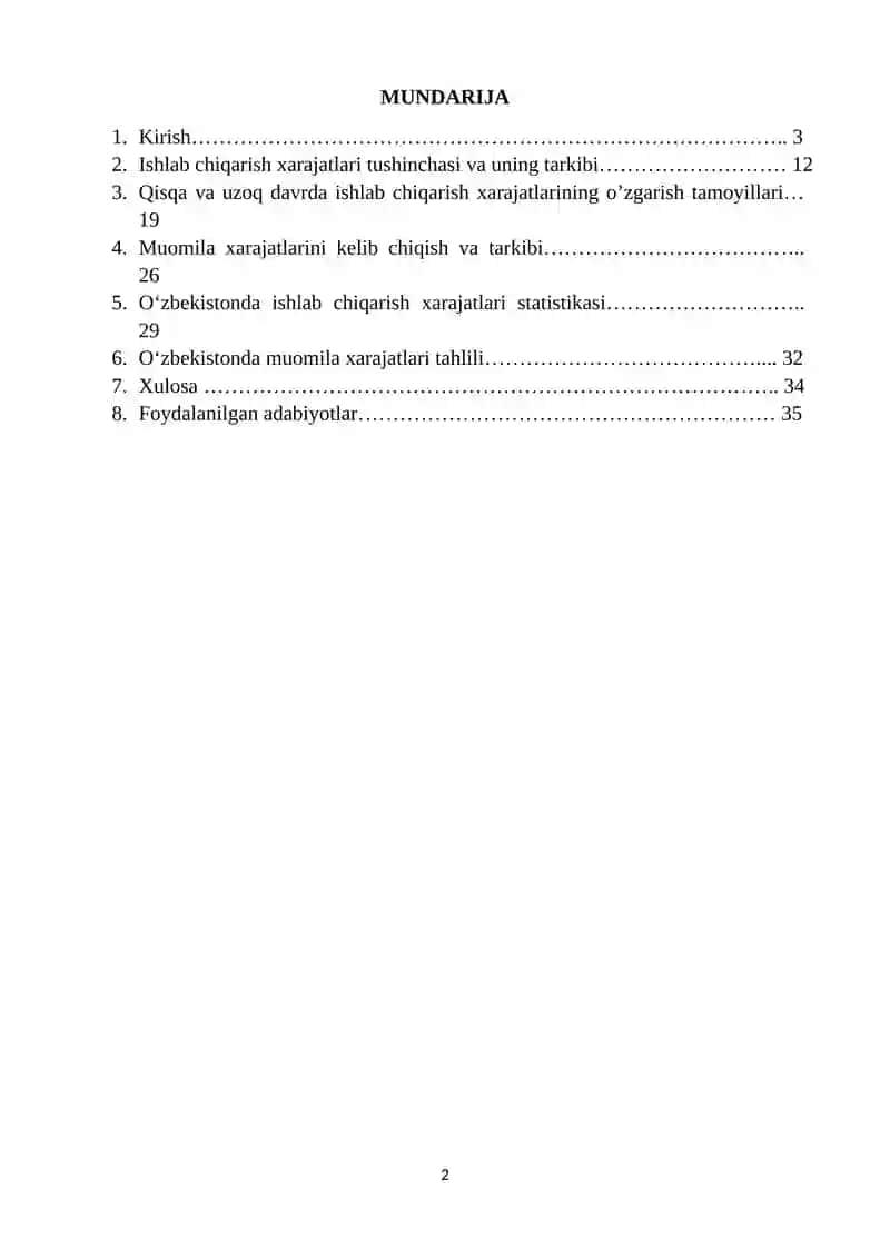 ''Ishlab chiqarish va muomala xarajatlari statistikasi'' 2