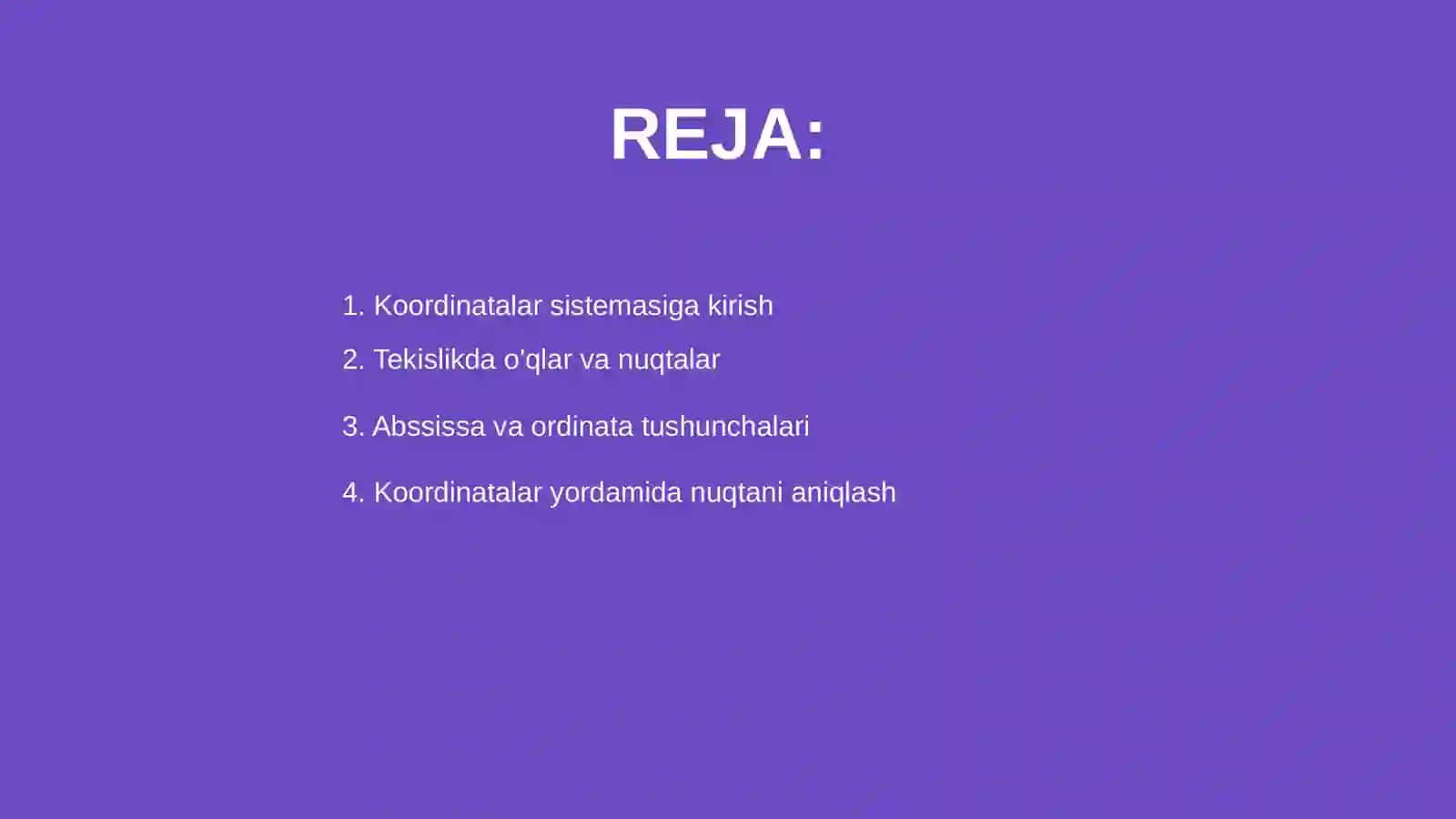Tekislikda koordinatalar sistemasi 2