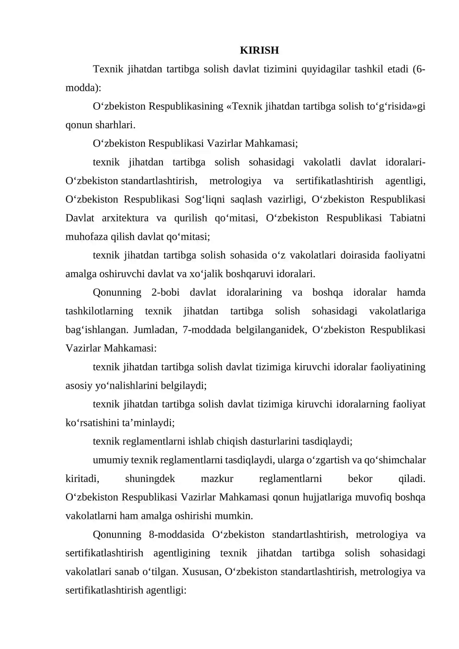 TEXNIK JIHATDAN TARTIBGA SOLISH MEXANIZMLARI. TEXNIK REGLAMENTLARNING BIRLIGI VA MAJBURIY TALABLARI 2
