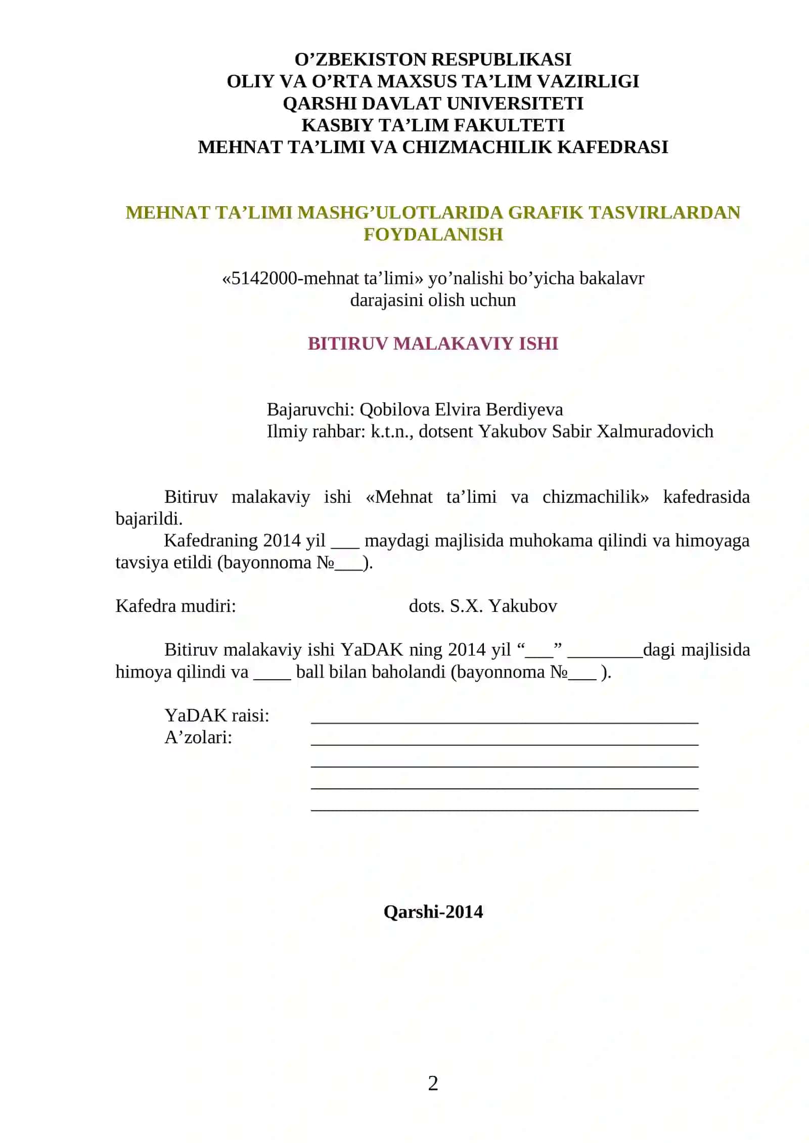 MEHNAT TA’LIMI MASHG’ULOTLARIDA GRAFIK TASVIRLARDAN FOYDALANISH 2